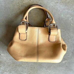 Tignanello Tan Leather Top Handle Bag Silver Hardware